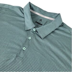 Adidas Golf Polo Mens XXL 2XL Teal Gray Feeder Stripe Performance Shirt